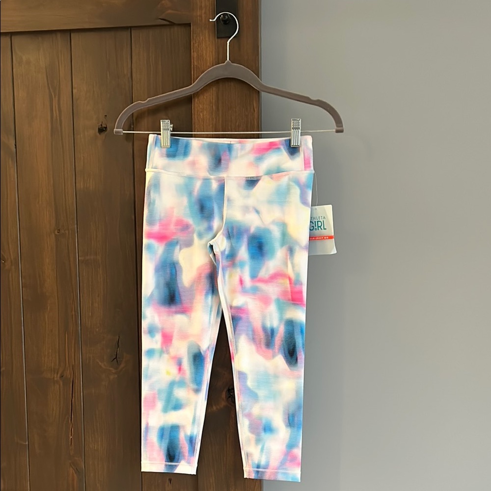 NWT Athleta Kids Large Size 12 Tie-Dye Active Leggings - Multicolor
